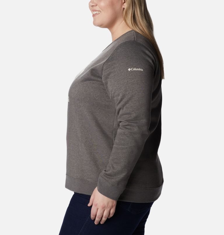 Women's Columbia Trek Graphic Crew Sweatshirts Dark Grey | Plus Size CA-NL6CA
